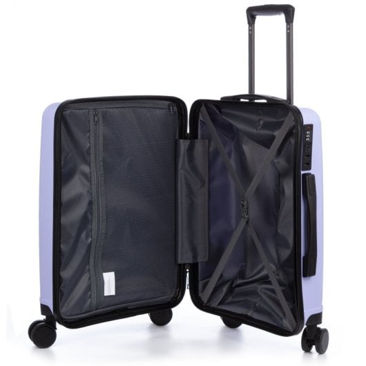 Dam Juego De 3 Maletas Trolley, En Material Ligero Pp Resistente A La Rotura. Cerradura Tsa Numérica, 4 Ruedas Dobles Giratorias 360°. 50x28x74,5 Cm. Color: Lila