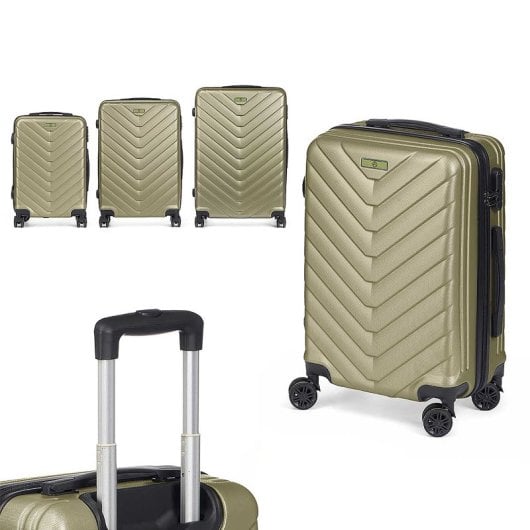 Dam Set De 3 Maletas Trolley De Abs, Ligeras Y Resistentes. Diseño Escamas. 49x76x30 Cm. Color: Verde