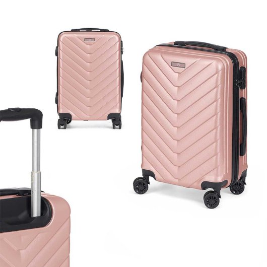 Dam Maleta Trolley De Cabina En Abs, Ligera Y Resistente. Diseño Escamas. 23x38x57 Cm. Color: Rosa