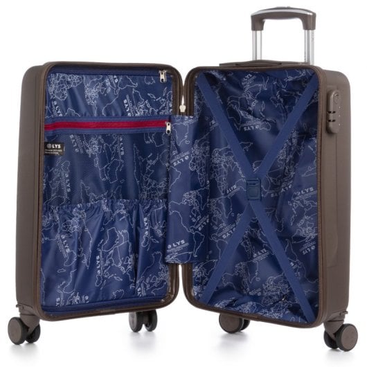 Kabinenkoffer Dam ABS braun Zahlenschloss 4 Rollen 38x22x55 cm