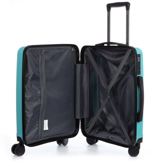 Dam Juego De 3 Maletas Trolley, En Material Ligero Pp Resistente A La Rotura. Cerradura Tsa Numérica, 4 Ruedas Dobles Giratorias 360°. 50x28x74,5 Cm. Color: Turquesa