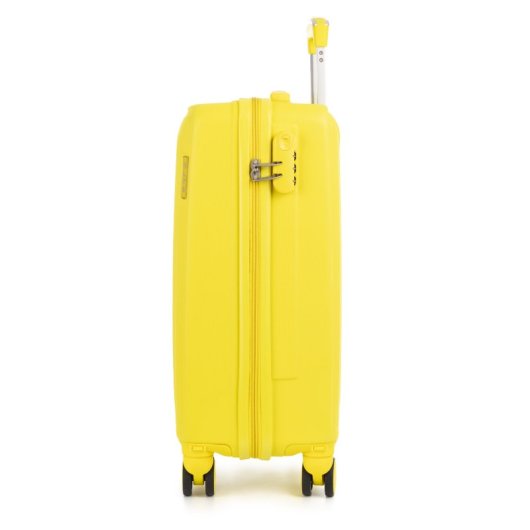 Valigia cabina Dam Trolley ABS leggero serratura numerica 4 ruote giallo