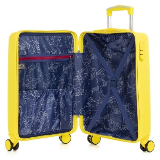 Valigia cabina Dam Trolley ABS leggero serratura numerica 4 ruote giallo