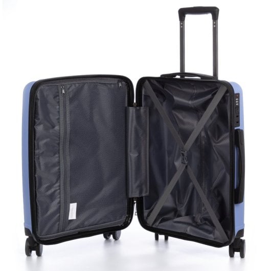 Dam Juego De 3 Maletas Trolley, En Material Ligero Pp Resistente A La Rotura. Cerradura Tsa Numérica, 4 Ruedas Dobles Giratorias 360°. 50x28x74,5 Cm. Color: Azul Claro