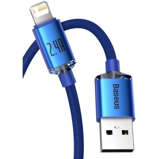 Cable USB a Lightning Baseus Crystal Shine 1,2 m Azul 2,4 A