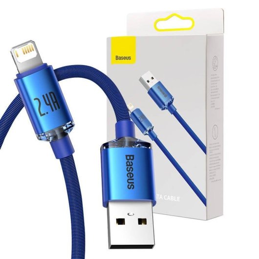 Cable USB a Lightning Baseus Crystal Shine 1,2 m Azul 2,4 A