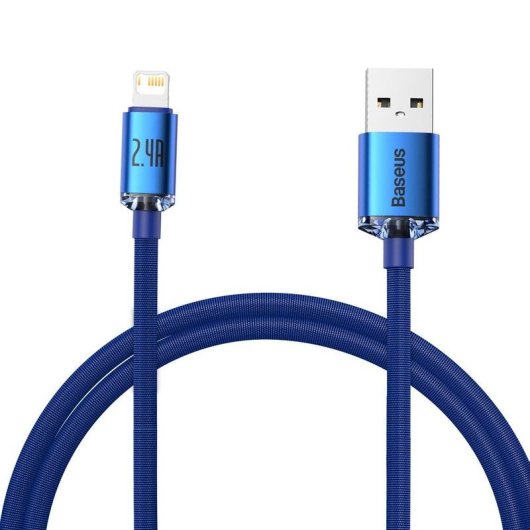 Cable USB a Lightning Baseus Crystal Shine 1,2 m Azul 2,4 A