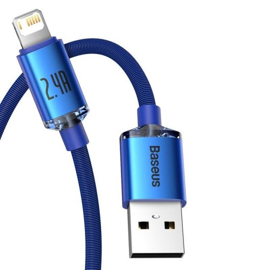 Cable USB a Lightning Baseus Crystal Shine 1,2 m Azul 2,4 A