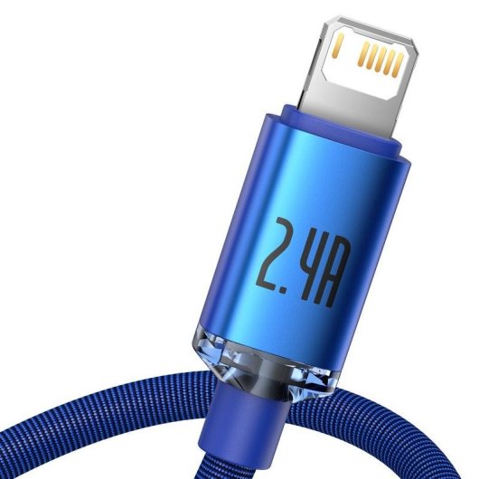 Cable USB a Lightning Baseus Crystal Shine 1,2 m Azul 2,4 A