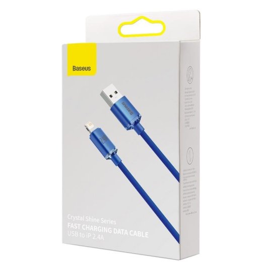 Cable USB a Lightning Baseus Crystal Shine 1,2 m Azul 2,4 A