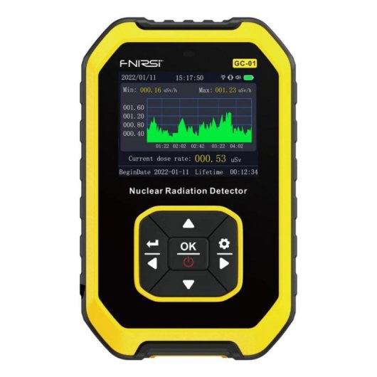 Detector de radiación FNIRSI GC-01 Digital Negro/Amarillo Batería