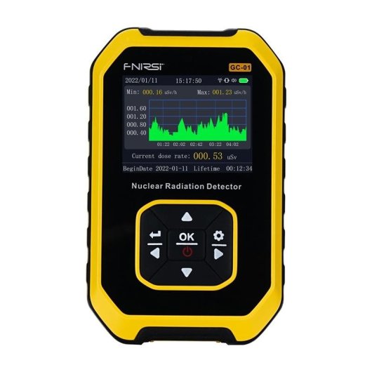 Detector de radiación FNIRSI GC-01 Digital Negro/Amarillo Batería