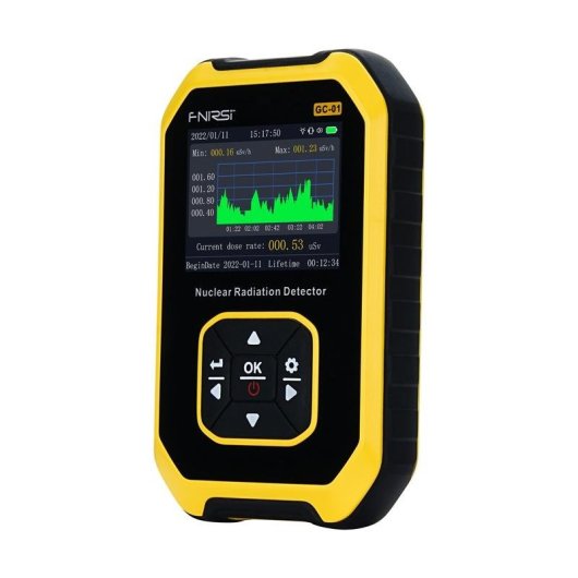 Detector de radiación FNIRSI GC-01 Digital Negro/Amarillo Batería