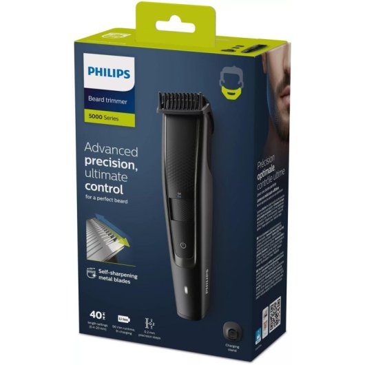 Cortapelos Philips BT5515/20 Inalámbrico 90min 40 Longitudes 2 Peines Seco y Húmedo Carga Rápida