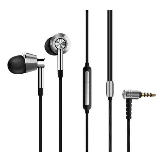 Auriculares 1MORE E1001 avec câble, Triple Driver, Micro MEMS, contrôle in-line, noir et argent