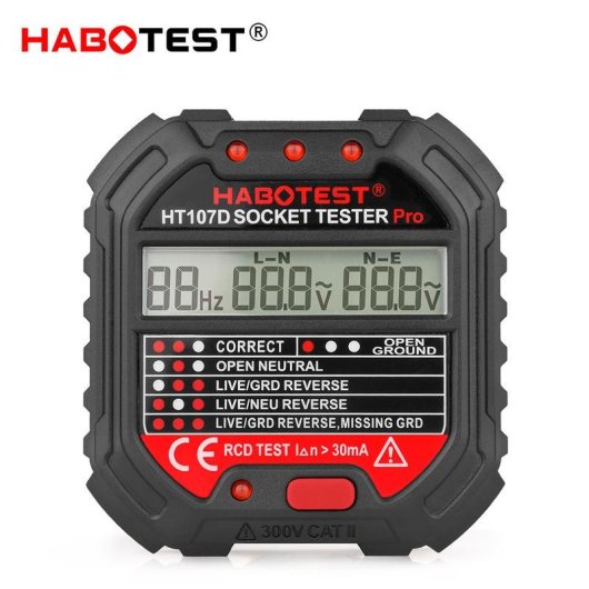Probador de enchufes Habotest HT107D LCD CAT II 90-250V