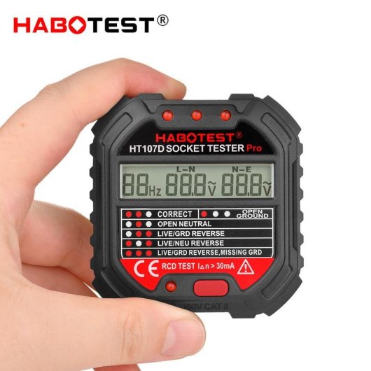 Probador de enchufes Habotest HT107D LCD CAT II 90-250V
