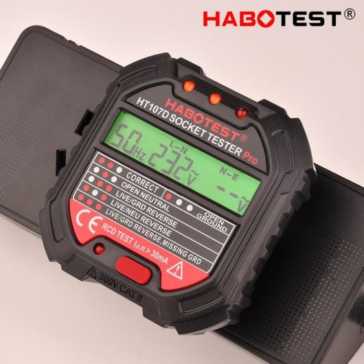 Probador de enchufes Habotest HT107D LCD CAT II 90-250V