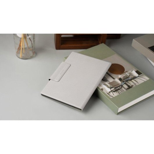 Cover Magnetica di Lusso per Boox Tab Mini C - Bianco (Grigio Legno) - Con Funzione Attivazione/Disattivazione