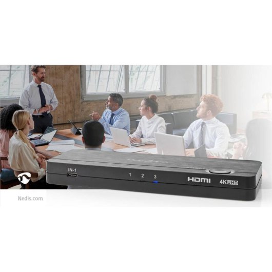 Conmutador KVM Nedis VCON6430AT USB-C HDMI 4K 60Hz 3 Puertos