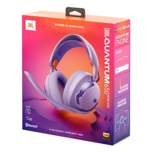 Casque JBL Quantum 650 sans fil Bluetooth Gaming avec réduction de bruit violet