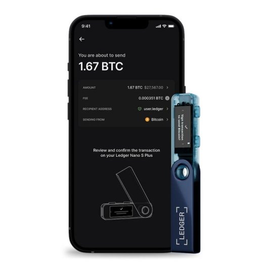 Carteira Hardware Ledger Nano S Plus Bitcoin Ethereum NFT USB Azul Negro
