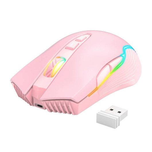 Ratón ONIKUMA CW905 Wireless 2.4G 3600 DPI Rosa RGB 7 Botones Gaming