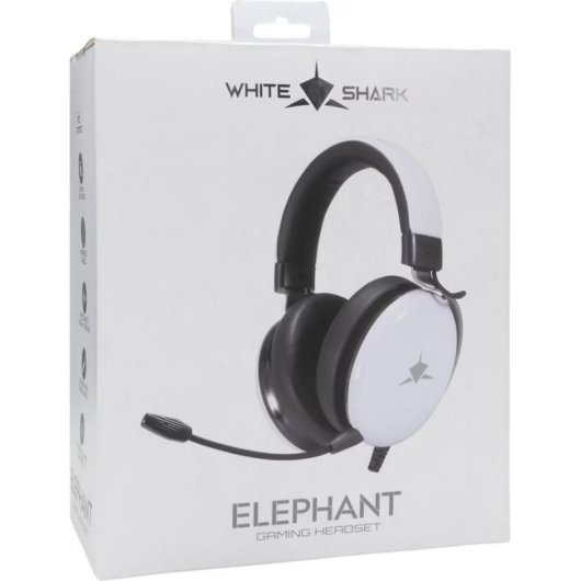Auriculares White Shark ELEPHANT con cable, conexión 3,5 mm, gaming, micrófono y volumen rotatorio blanco y negro