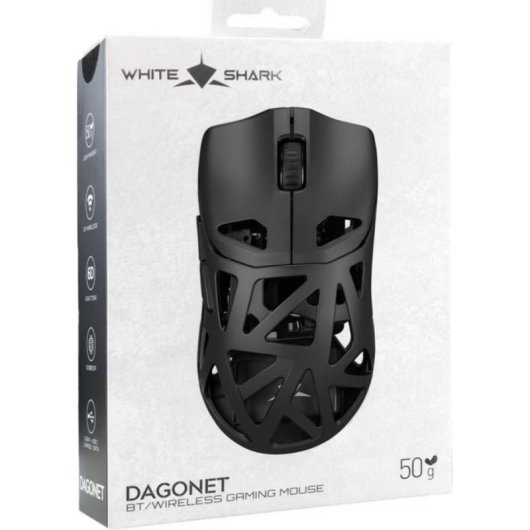 Ratón White Shark DAGONET-2 Bluetooth 12000 DPI Ambidestro Preto Iluminação