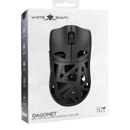 Ratón White Shark DAGONET-2 Bluetooth 12000 DPI Ambidestro Preto Iluminação