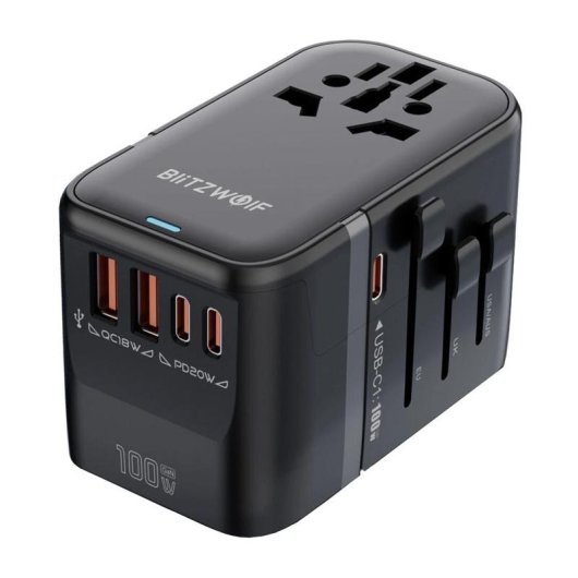 Adaptador de Viaje Blitzwolf BW-TA2 5 en 1 100W GaN USB-C PD