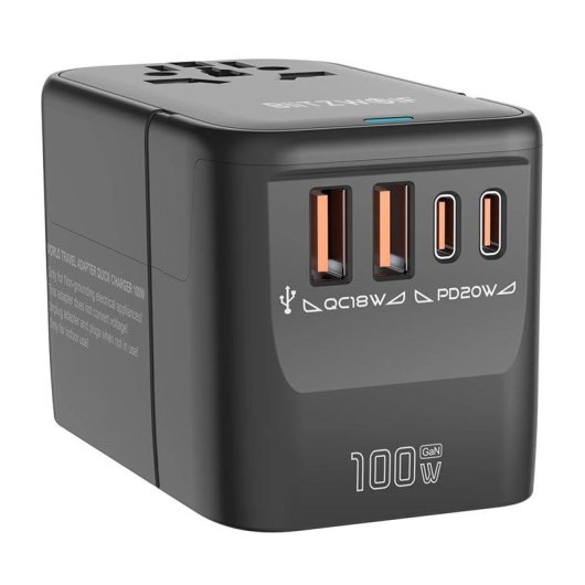 Adaptador de Viaje Blitzwolf BW-TA2 5 en 1 100W GaN USB-C PD