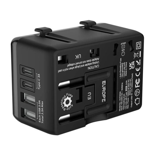 Adaptador de Viaje Blitzwolf BW-TA1 4 en 1 2xUSB + C + PD 20W