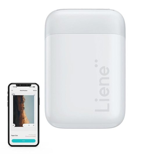 Imprimante portable Bluetooth Liene Pearl 2x3" avec batterie intégrée et papier adhésif