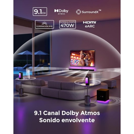 Barra de Sonido Ultimea Apollo S90 9.1 120W Bluetooth HDMI eARC Dolby Atmos