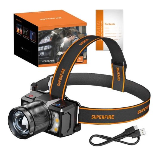 Linterna de cabeza Superfire HL25 700 lúmenes USB-C