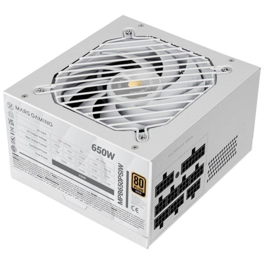 Mars Gaming Mpb650psi Fuente Alimentación 650w Full Modular 80 Plus Gold Atx 3.1 Pcie 5.1 Blanco