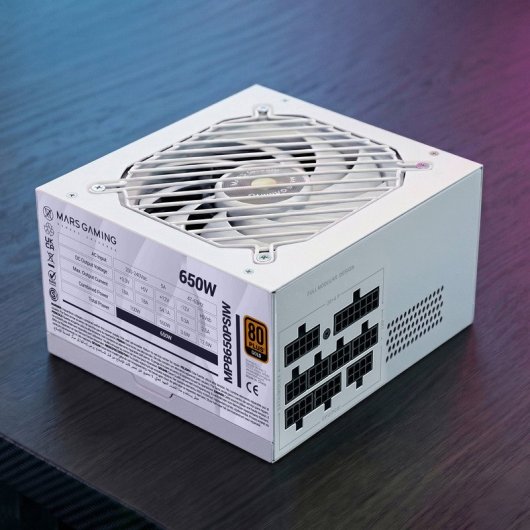 Mars Gaming Mpb650psi Fuente Alimentación 650w Full Modular 80 Plus Gold Atx 3.1 Pcie 5.1 Blanco