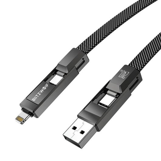 Cable BlitzWolf BW-HDC7 4 en 1 USB-C+Lightning 240W 1,2 m Negro