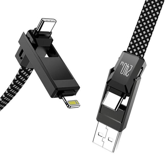 Cable BlitzWolf BW-HDC7 4 en 1 USB-C+Lightning 240W 1,2 m Negro