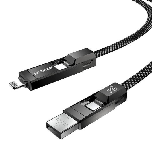 Cable BlitzWolf BW-HDC7 4 en 1 USB-C+Lightning 240W 1,2 m Negro