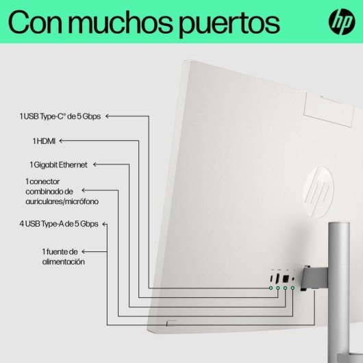 Ordenador Todo en uno HP 24-cr0117ns Intel Core i5-1335U 16GB 512GB SSD Iris Xe 23.8" Windows 11 Home Blanco
