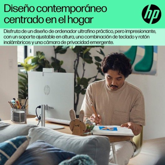 Ordenador Todo en uno HP 24-cr0117ns Intel Core i5-1335U 16GB 512GB SSD Iris Xe 23.8" Windows 11 Home Blanco