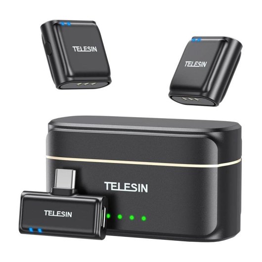 Micrófono Telesin P5-MCP-01 USB-C omnidireccional con powerbank y reducción de ruido