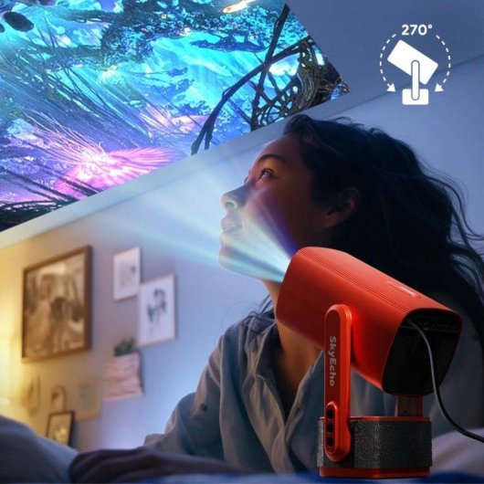 Proyector Klack SkyEcho FreeONE 4K 350 Lúmenes 120" LED DLP Smart TV Portátil