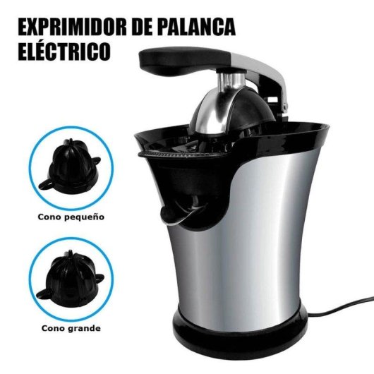 Exprimidor eléctrico Klack 160W com braço de alavanca, aço inoxidável, sistema anti-gotejamento