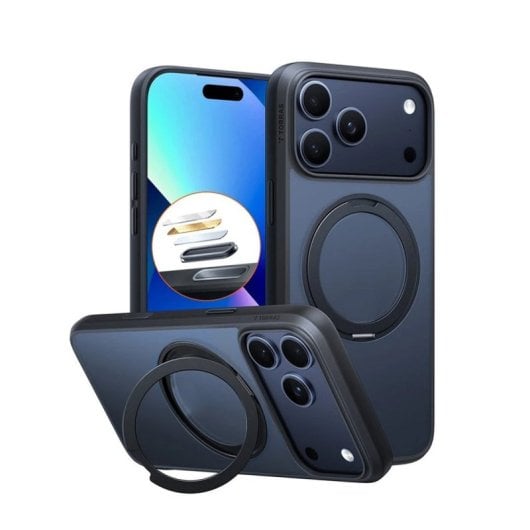 Handyhülle Torras Ostand Pro Series Magnetischer Ständer Schwarz für iPhone 17 Pro