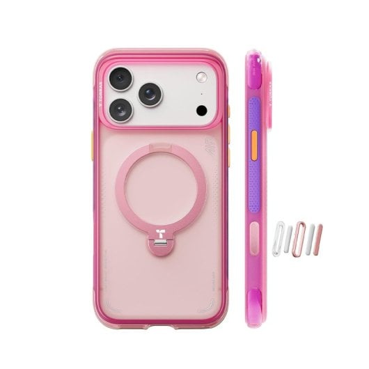 Funda pour mobile Torras Ostand Q3 Air Neon Pink avec support pour iPhone 17 Pro Max