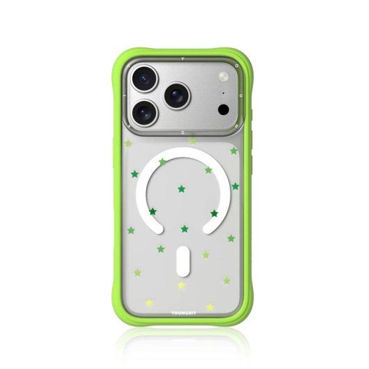 Youngkit Funda Para Iphone 17 Pro Max – Carcasa Transparente Magnética Ch Star Dot Verde Green Star, Diseño Estrella Y Ajuste Preciso