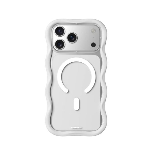 Youngkit Funda Para Iphone 17 Pro – Carcasa Magnética Dynamic Ii Transparente Blanco Wavy Silicone, Diseño Moderno Y Ajuste Preciso